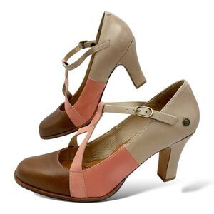 Retro Neosens Tricolor Kitten Heels Style 694 Made in Spain Size EU 40 US 9.5